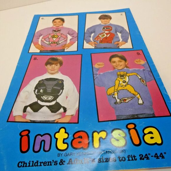 RARE Vintage Power Rangers Sweater Pattern Knitting 24"-38/40" Youth Adult 1995 - Picture 10 of 10